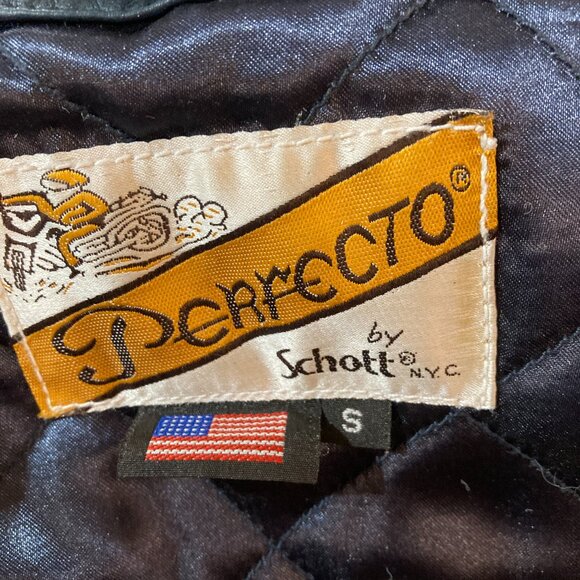 PERFECTO SCHOTT blue leather biker motorcycle womens leather jacket sz small - Picture 6 of 6